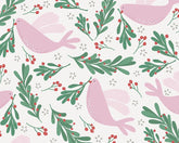 Christmas dove with berries cotton fabric